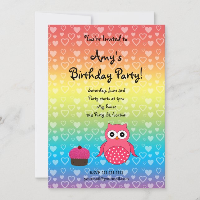 Einladung zum niedlichen Geburtstag der Eule (Vorderseite)