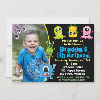 Einladung zum niedlichen Monster-Geburtstag