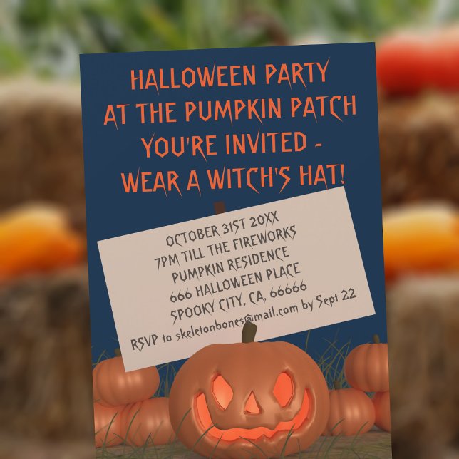 Einladung zum niedlichen Pumpkin Patch Halloween-P (You're invited to wear a witches hat at your Halloween party! Fun pumpkin invitation!)