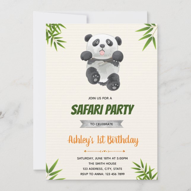 Einladung zum Panda Geburtstag (Vorderseite)