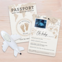 Einladung zum Passport Baby-Dusche - Thema Reisen