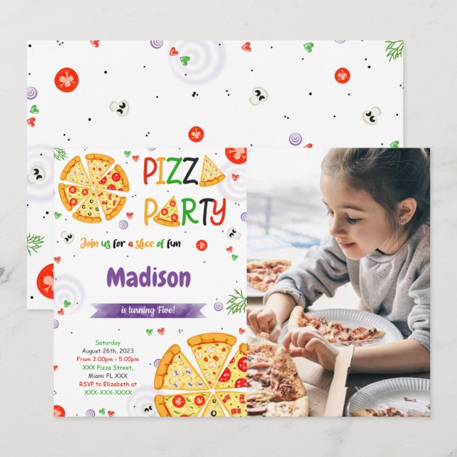 Einladung zum Pizza Foto (Vorne/Hinten)