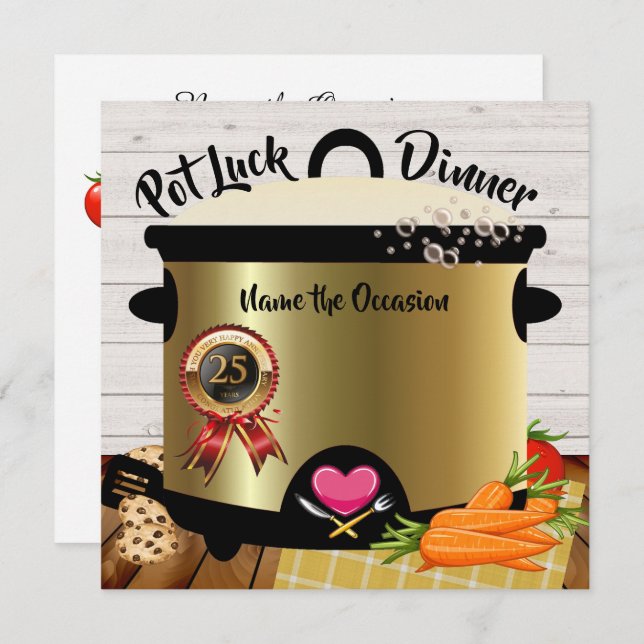 Einladung zum Pot Luck-Jubiläum Version 1 (Vorne/Hinten)