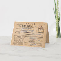 Einladung zum Ration Book Invitation in den 40er J