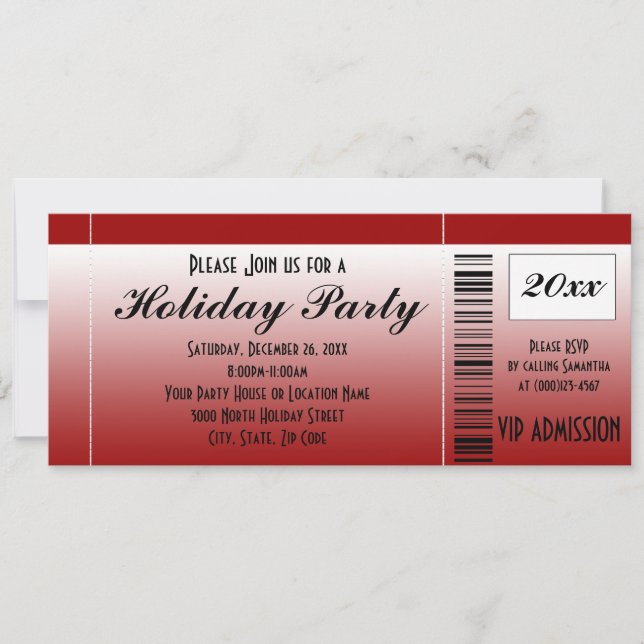 Einladung zum Red Holiday Party Ticket (Vorderseite)