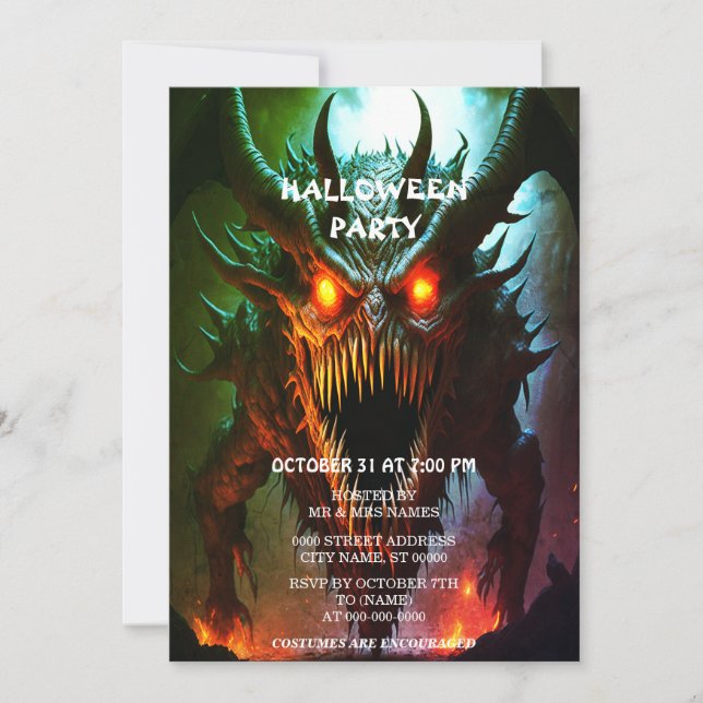 Einladung zum Riesenmonster-Halloween-Party (Vorderseite)