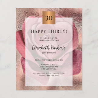 Einladung zum Rose zum Geburtstag des Haushalts Flyer
