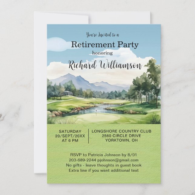 Einladung zum Ruhestandsparty-Golf-Thema (Vorderseite)
