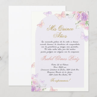 Einladung zum Schmetterling Quinceanera auf Spanis