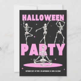 Einladung zum Schwarz-Rosa-Halloween-Party
