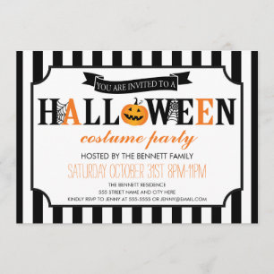 Einladung zum Schwarz-Weiß-Halloween-Party