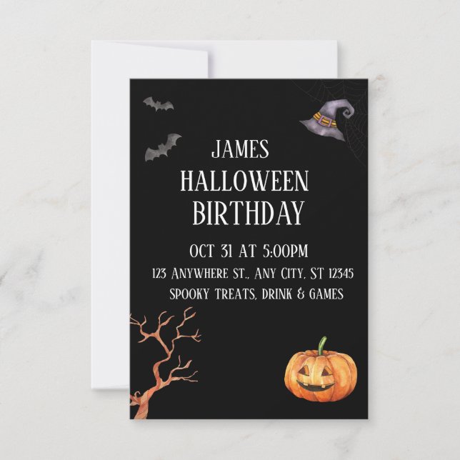 Einladung zum Schwarzen Halloween-Party (Vorderseite)