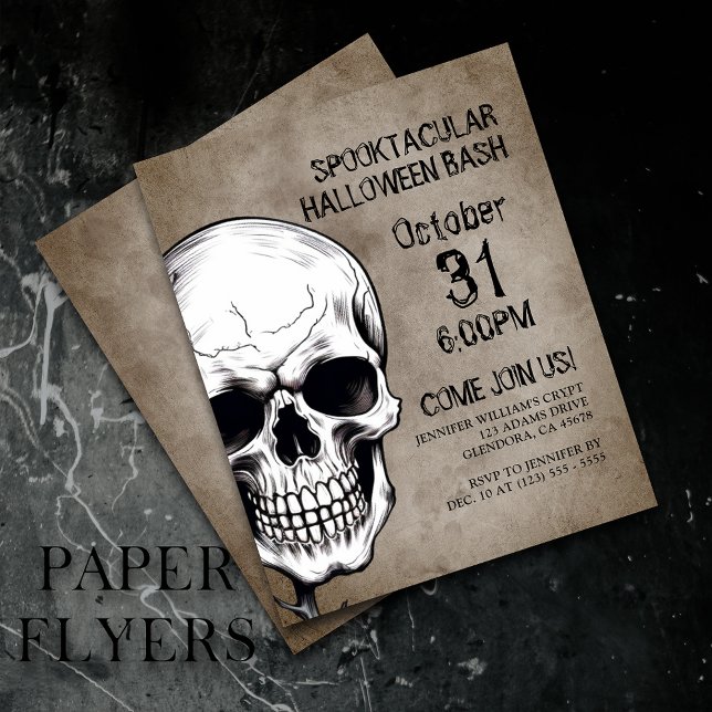 Einladung zum Schwarzen Halloween-Party Flyer (Set the mood with eerie invites, perfect for a haunting night! Save with flyers for large parties!)