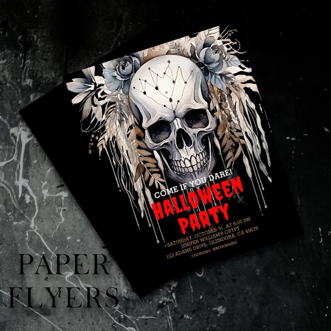 Einladung zum Schwarzen Halloween-Party Flyer (Inexpensive and ideal Halloween invitations, perfect for inviting guests to your party.)