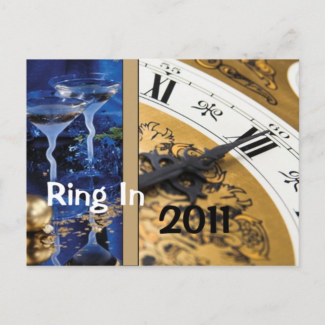 Einladung zum Silvesterabend Postkarte (Vorderseite)