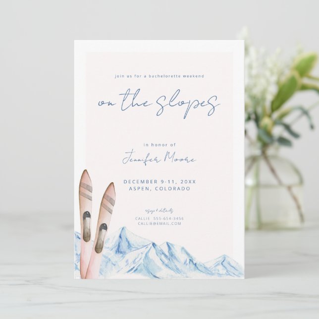 Einladung zum Ski Junggeselinnen-Abschied Weekend (Stehend Vorderseite)