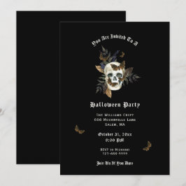 Einladung zum Skull-Butterfly-Halloween-Party
