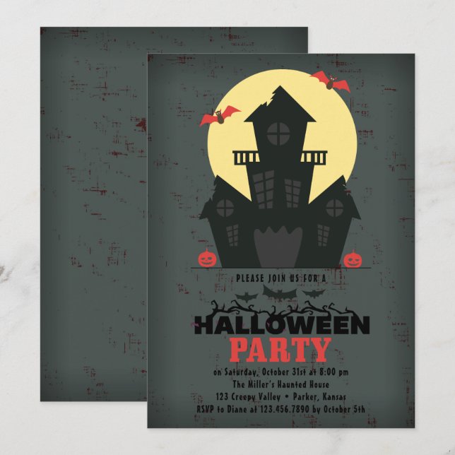 Einladung zum Spuk Halloween-Party (Vorne/Hinten)