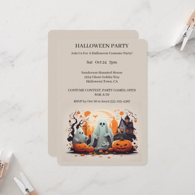 Einladung zum Spuk Halloween-Party (Vorderseite/Rückseite Beispiel)