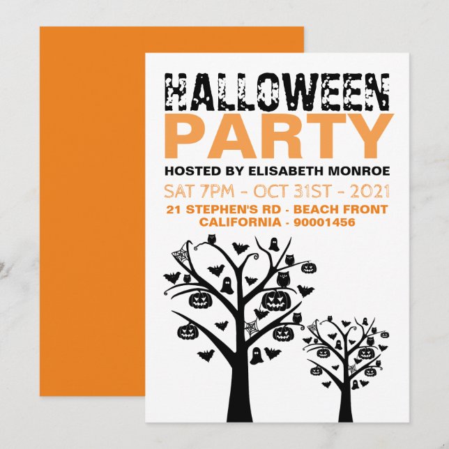 Einladung zum Spuk Halloween-Party (Vorne/Hinten)