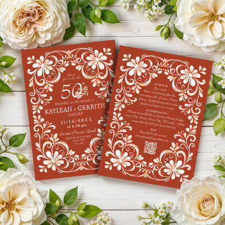Einladung zum Sunset Rust Shabby Chic QR zum Jubil