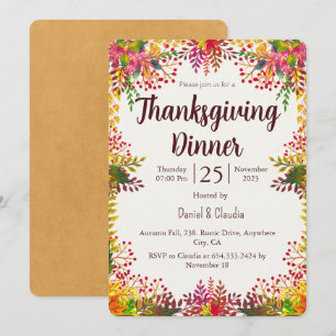 Einladung zum Thanksgiving-Dinner mit Herbstblätte