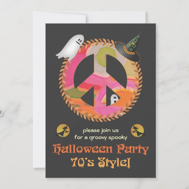 Einladung zum Thema Halloween-Party der 70er Jahre (Vorderseite)