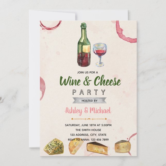 Einladung zum Thema Wein und Käse (Vorderseite)