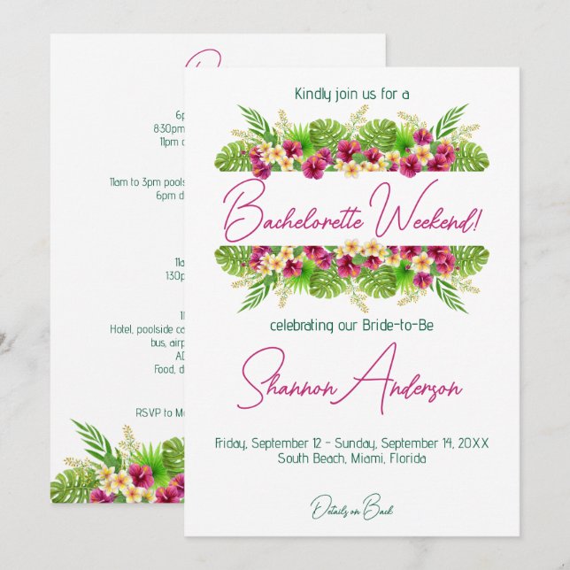 Einladung zum tropischen Junggeselinnen-Abschied (Vorne/Hinten)