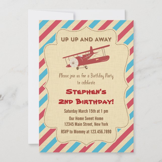 Einladung zum Vintagen Geburtstag des Flugzeugs (Vorderseite)