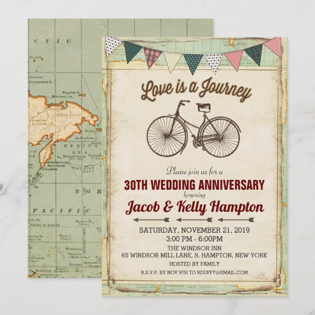 Einladung zum Vintagen Hochzeitstag (Vorne/Hinten)