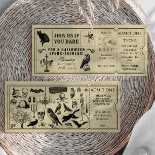 Einladung zum Vintagen Ticket Halloween-Party