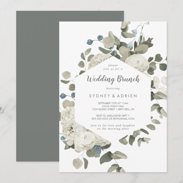 Einladung zum Winter Floral Wedding Brunch (Vorne/Hinten)