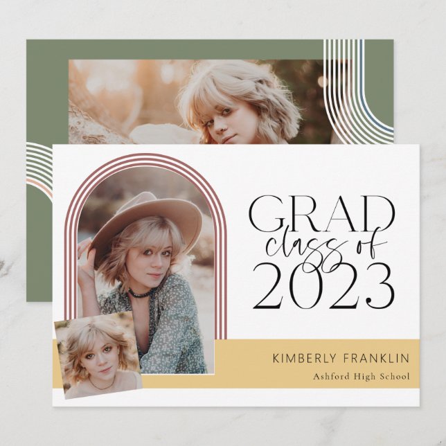 Einladung zum zeitgenössischen Chic Abschluss Foto (Vorne/Hinten)