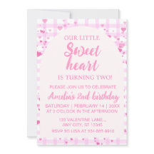 Einladung zum zweiten Geburtstag für kleinen rosa 