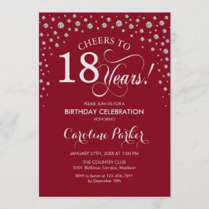 Einladung zur 18. Geburtstagsparty - Silver Red