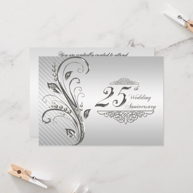 Einladung zur 25. Hochzeitstag-Feier (Vorderseite/Rückseite Beispiel)