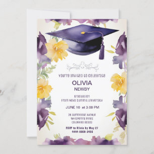 Einladung zur 2-seitigen Watercolor Graduation Par