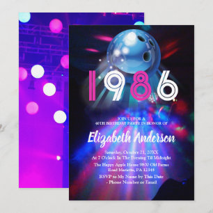 Einladung zur 40. Geburtstagsfeier Disco Bowling 1