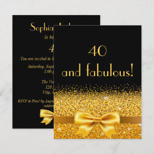 Einladung zur 40. Geburtstagsfeier schwarzes golde