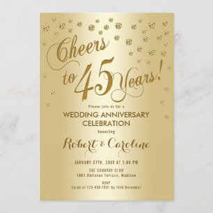 Einladung zur 45. Hochzeitstag in Gold