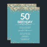 Einladung zur 50. Geburtstagspartei<br><div class="desc">Eleganter Imitat Gold Glitzer mit schimmernden Konfetti Highlights auf der Ober- und Untergrenze. Alle Texte sind individuell einstellbar und lassen sich für Ihr eigenes Party leicht ändern. Großartiges elegantes 50. Geburtstagsgeschmacksdesign.</div>