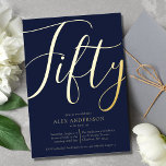 Einladung zur 50. Geburtstagsparty<br><div class="desc">Mit dieser 50. Geburtstagsfolie-Party Einladung,  die personalisiert sein kann,  seine Geburtstagsfeierdetails einzufügen,  können Sie die Feierlichkeiten stilvoll beginnen lassen. Das Design ist modern,  elegant und klassisch in Mitternachtsblau.</div>