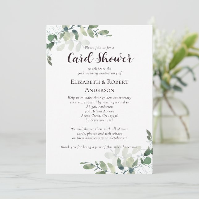 Einladung zur 50. Hochzeitskartendusche (Stehend Vorderseite)
