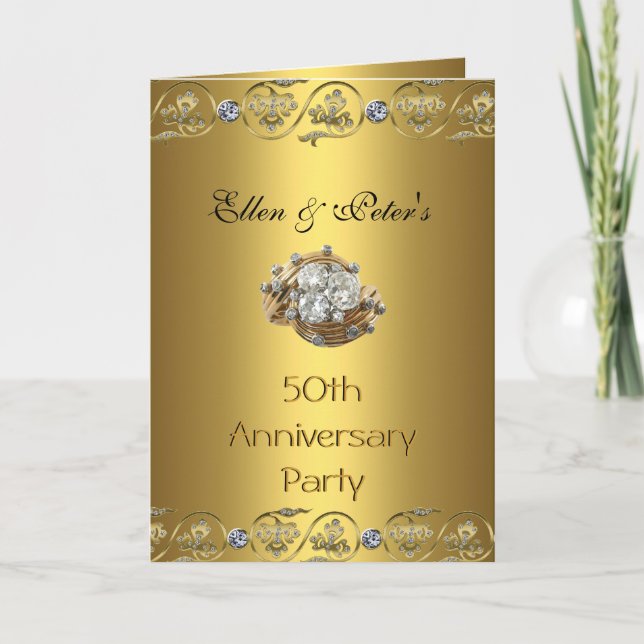 Einladung zur 50. Hochzeitstag Party Gol (Vorderseite)