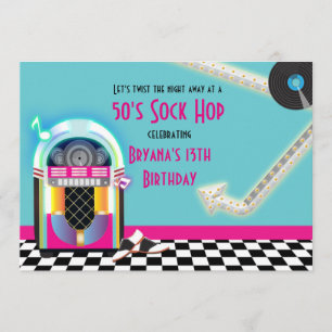 Einladung zur 50er-Jukebox-Tanzparty Sock Hop