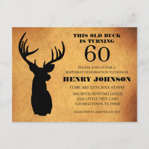 Einladung zur 60. Geburtstagsfeier von Old Buck Postkarte