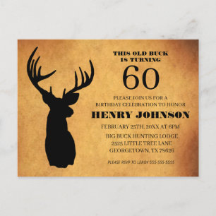 Einladung zur 60. Geburtstagsfeier von Old Buck Postkarte