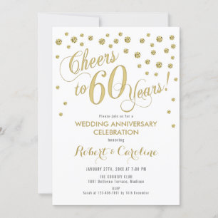 Einladung zur 60. Hochzeitsjubiläum - Gold & Weiß