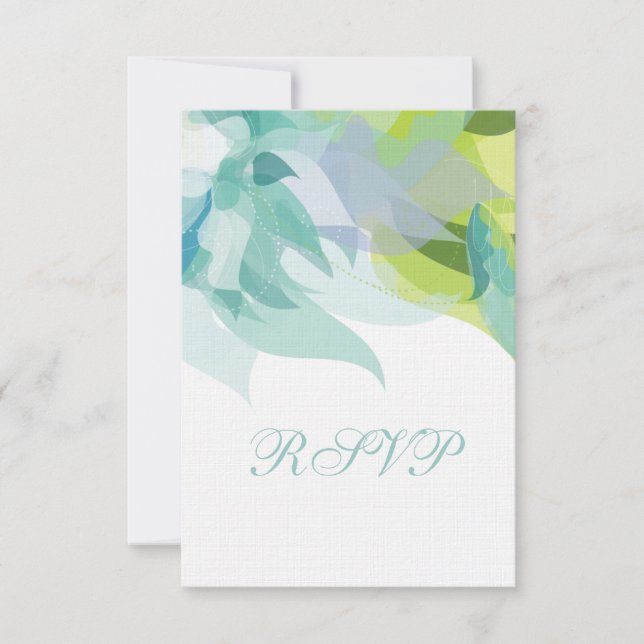 Einladung zur abstrakten Aquamarinen UAWG Hochzeit (Vorderseite)